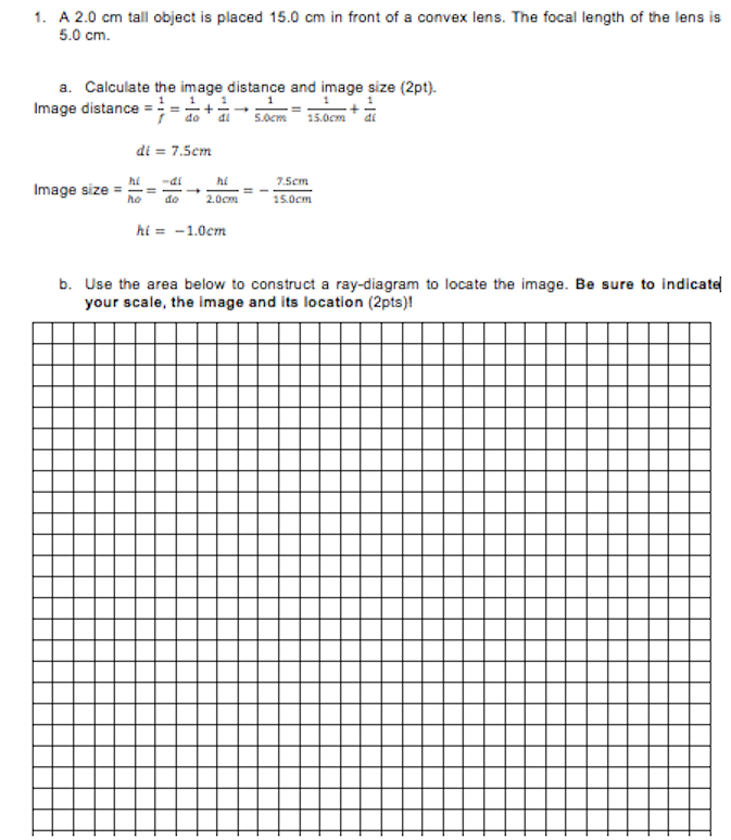 Solved Construct a ray diagram to locate the image using | Chegg.com
