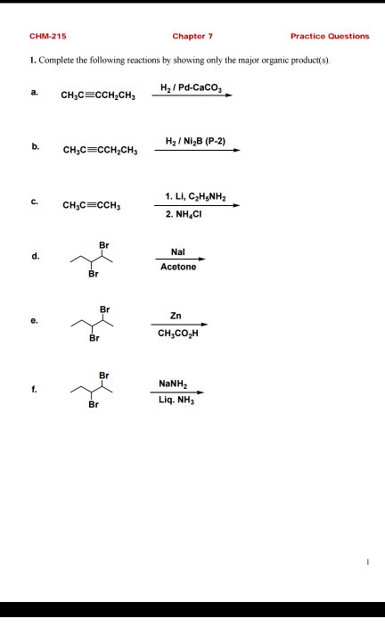 Solved Complete the following reactions by showing only the | Chegg.com