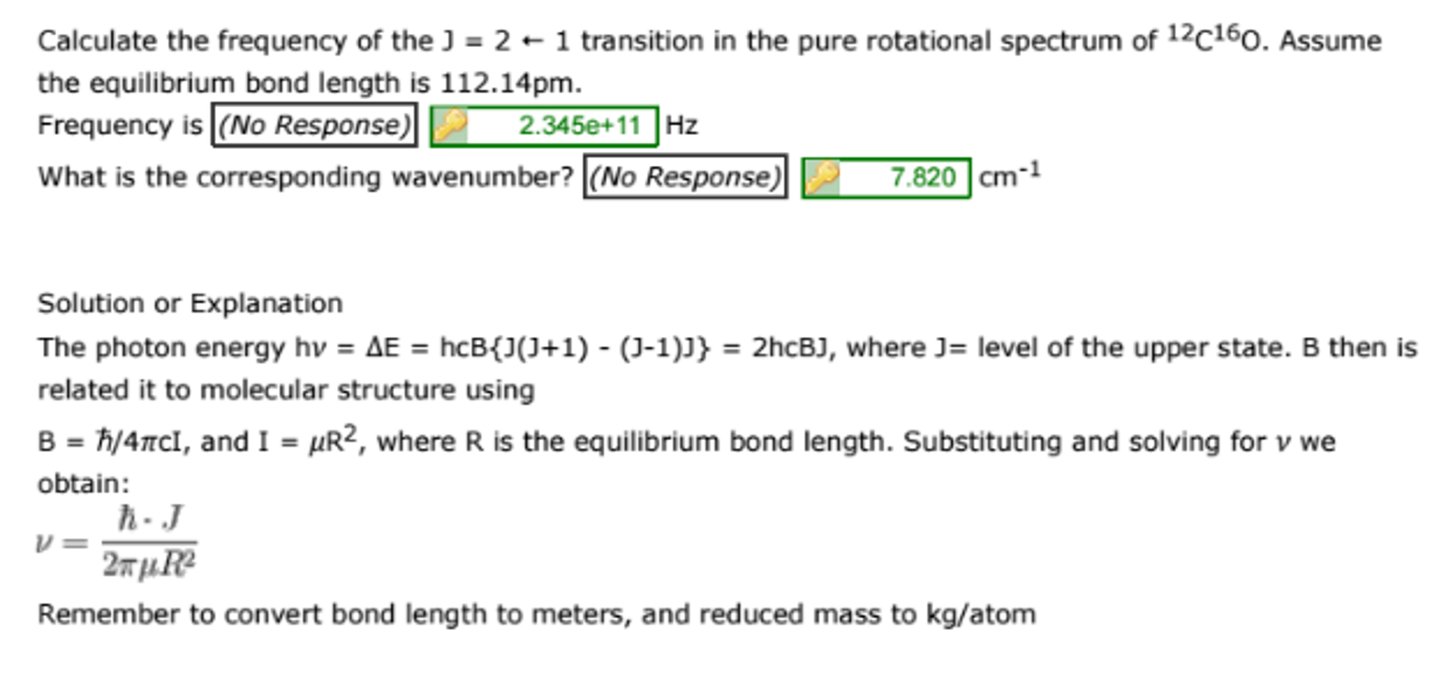 Solved Calculate the frequency of the J 8 transition in the | Chegg.com