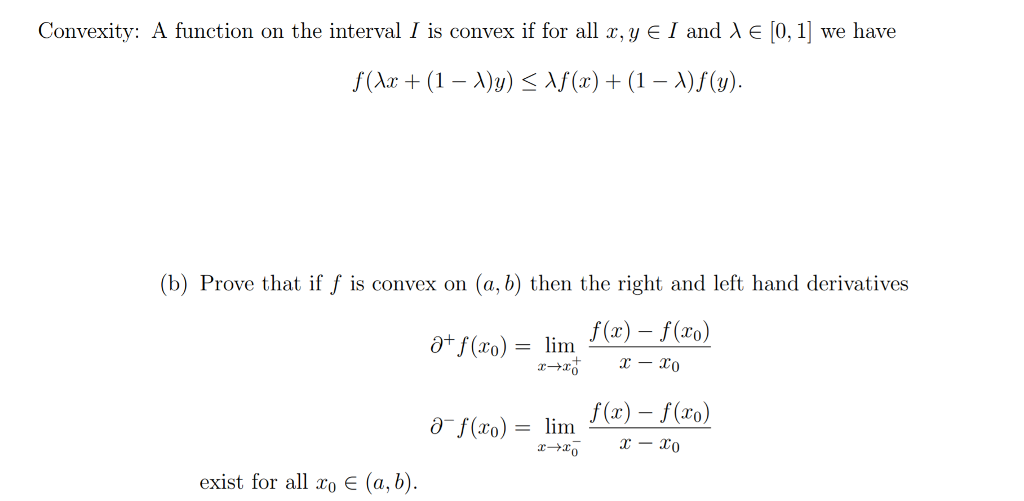 Solved Convexity. A function on the interval 1 is convex if | Chegg.com
