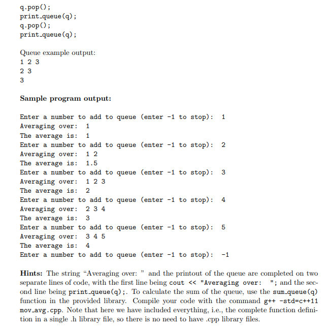 Solved Q2) Write a program named mov_avg.cpp that calculates | Chegg.com