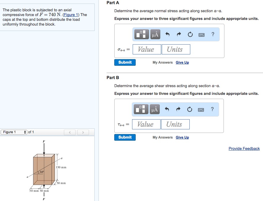 Solved The plastic block is subjected to an axial | Chegg.com