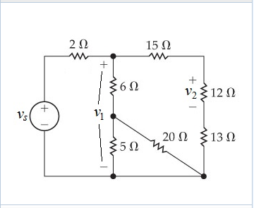 Solved Use voltage division to find v1 and v2, vs=70V, | Chegg.com