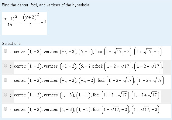 how to find the center foci and vertices of a hyperbola