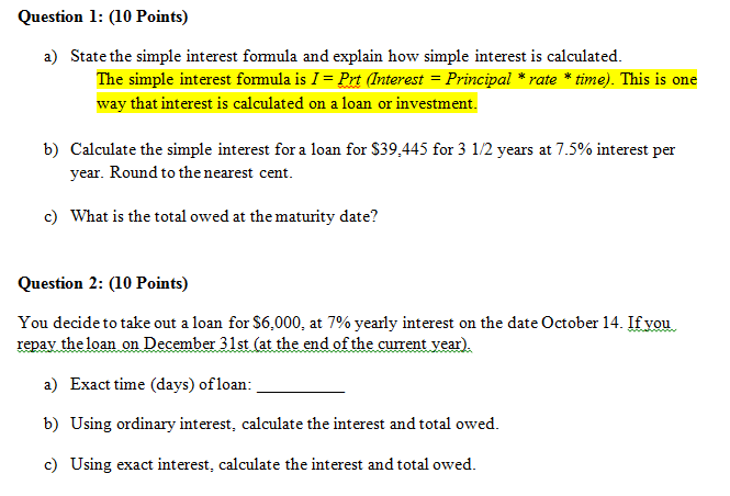 Solved Question L Points A State The Simple Interest Chegg Solved Question L Points A State The Simple Interest Chegg