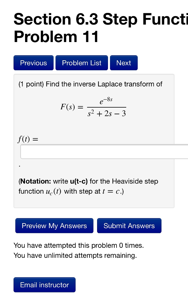 Solved Section 6.3 Step Functi Problem 11 Previous Problem | Chegg.com