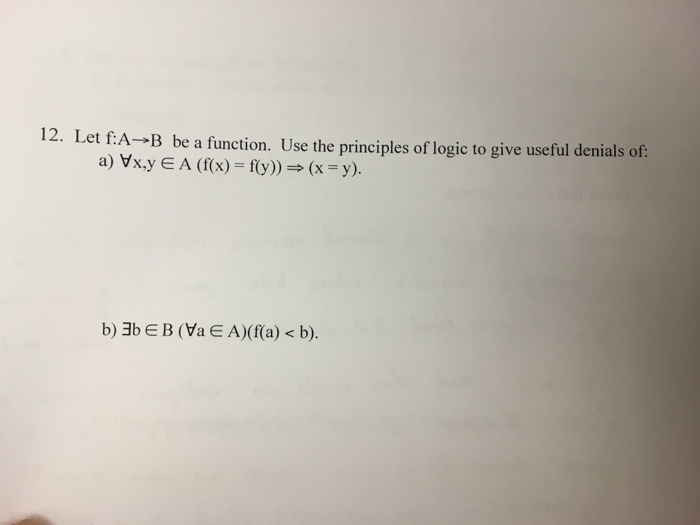 Solved Let f: A rightarrow B be a function. Use the | Chegg.com