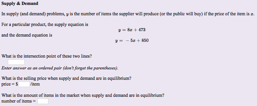 Solved Supply & Demand In Supply (and Demand) Problems, Y | Chegg.com