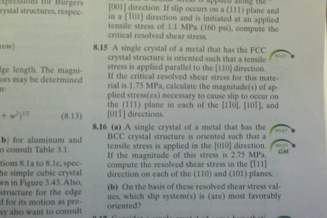 Solved A single crystal of a metal that has the FCC