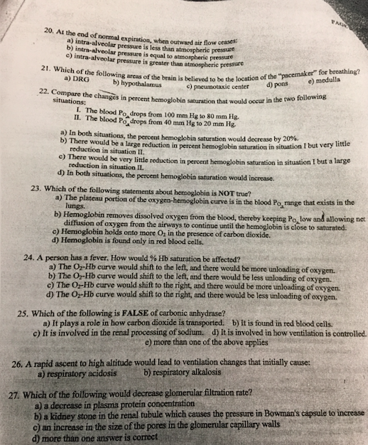 Solved At the end of normal expiration, when outward air