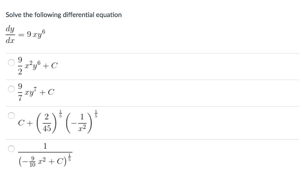 Solved Solve the following differential equation dy/dx = 9 | Chegg.com