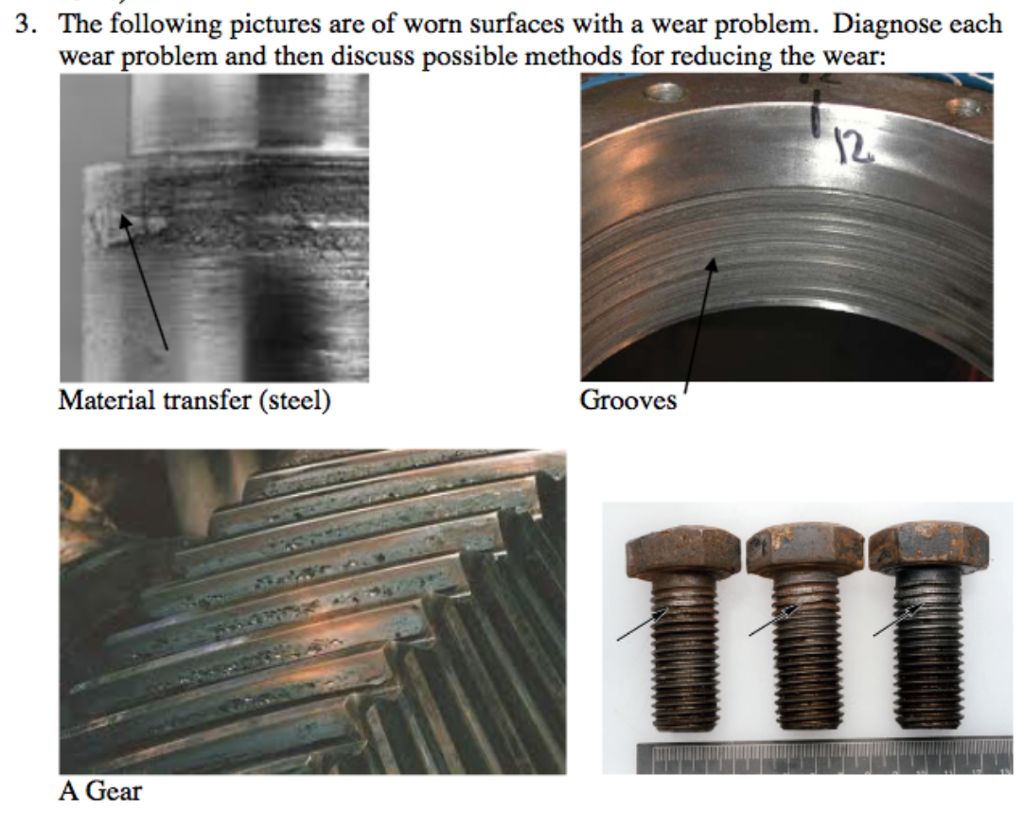 Solved 3. The Following Pictures Are Of Worn Surfaces With A | Chegg.com