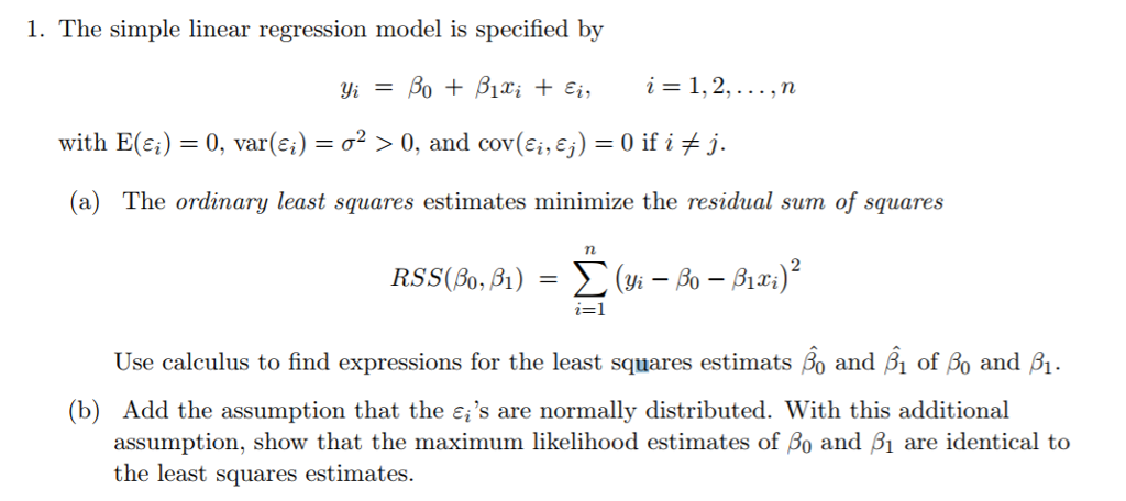 solved-1-the-simple-linear-regression-model-is-specified-by-chegg