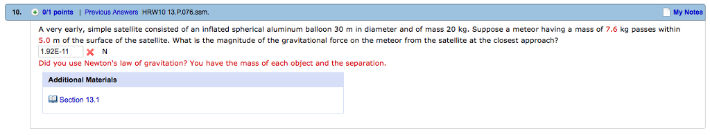 Solved 10 0/1 points I Previous Answers HRW10 13.P.076.ssm. | Chegg.com