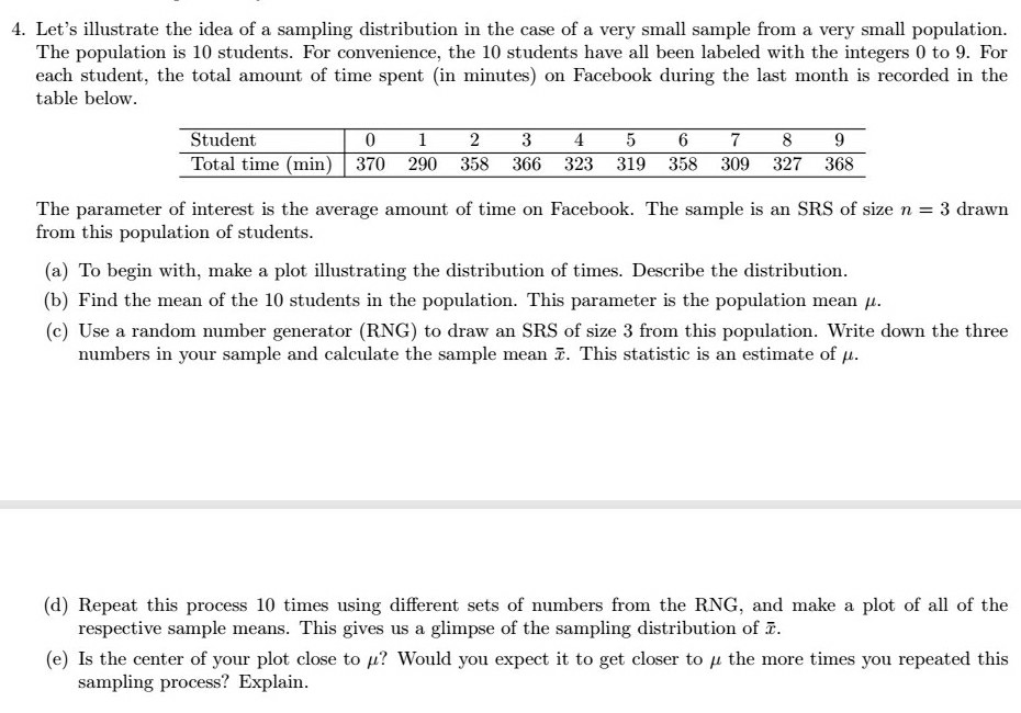 Solved Let’s illustrate the idea of a sampling distribution | Chegg.com