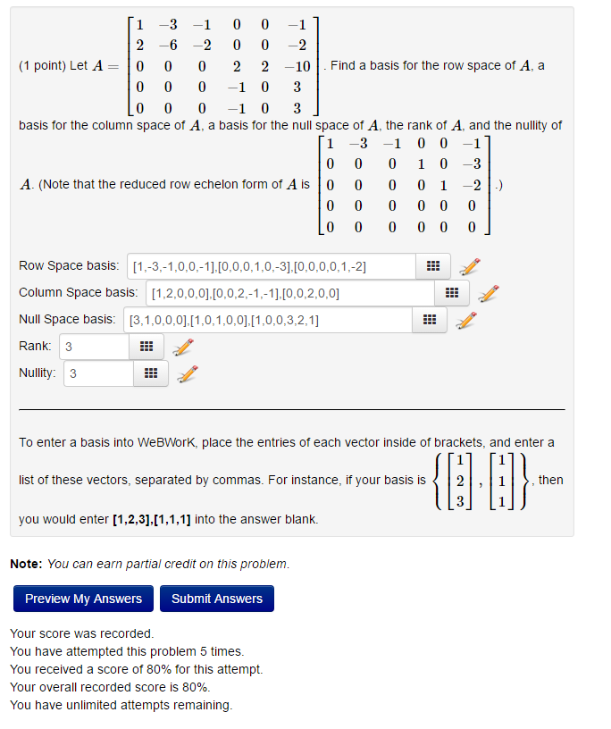 Solved Find a basis for the row space of A a basis for the