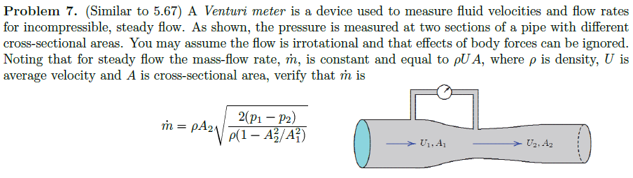 Solved A Venturi meter is a device used to measure fluid | Chegg.com