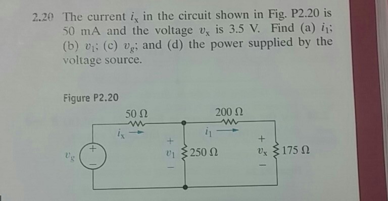Solved The current i_x in the circuit shown in Fig. P2.20 is | Chegg.com