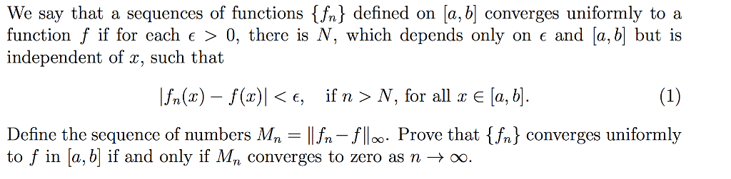 Solved We say that a sequences of functions (fn defined on | Chegg.com