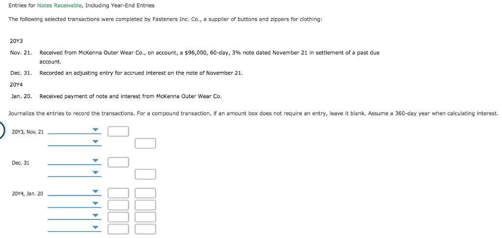 Solved Entries for Notes Receivable, Including Year-End | Chegg.com