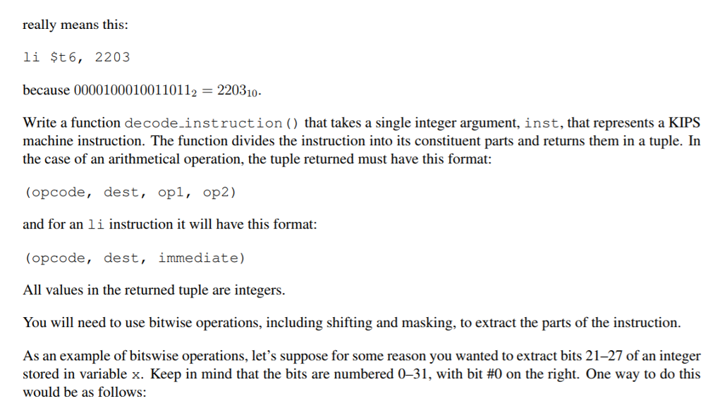 Solved Part III: Decode a Machine Instruction (20 points) | Chegg.com