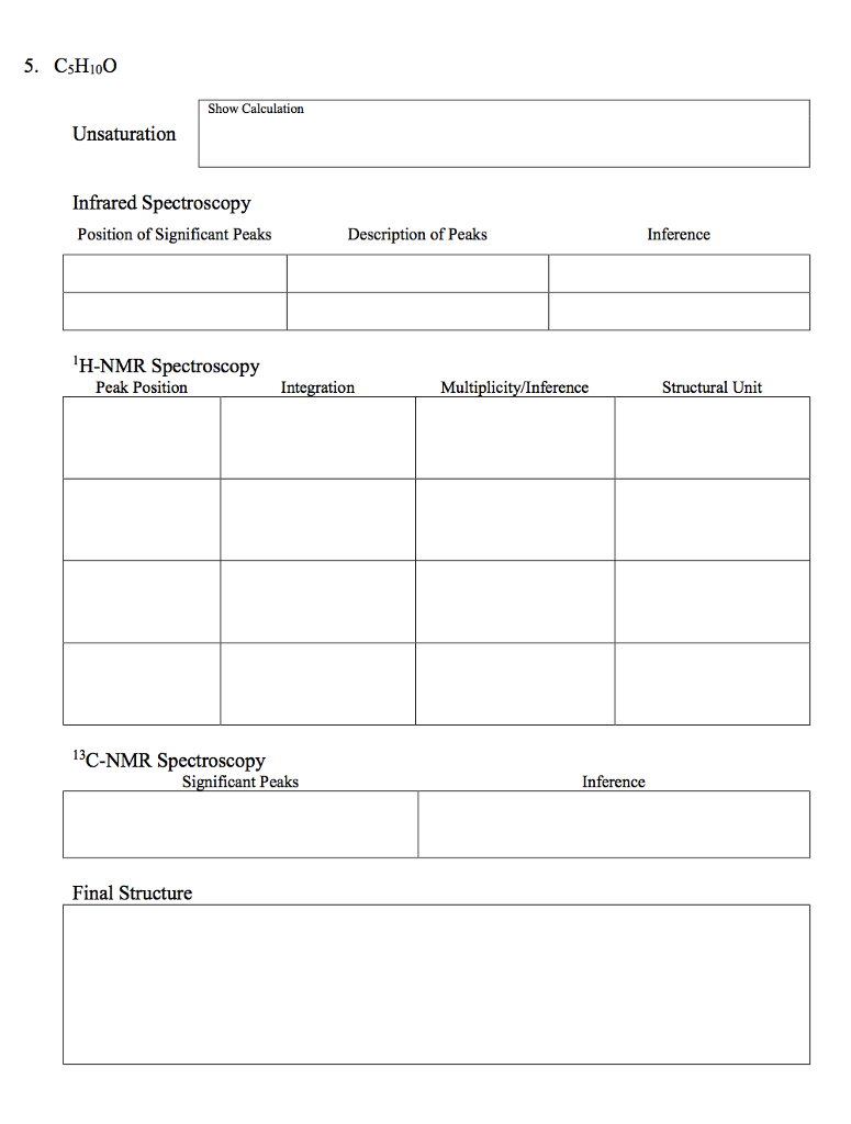 Solved C5H10O Using the H-NMR, C-NMR and Infared provided, | Chegg.com