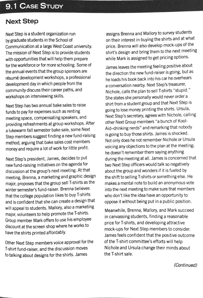 Solved 9.1 CASE STUDY Next Step assigns Brenna and Mallory | Chegg.com