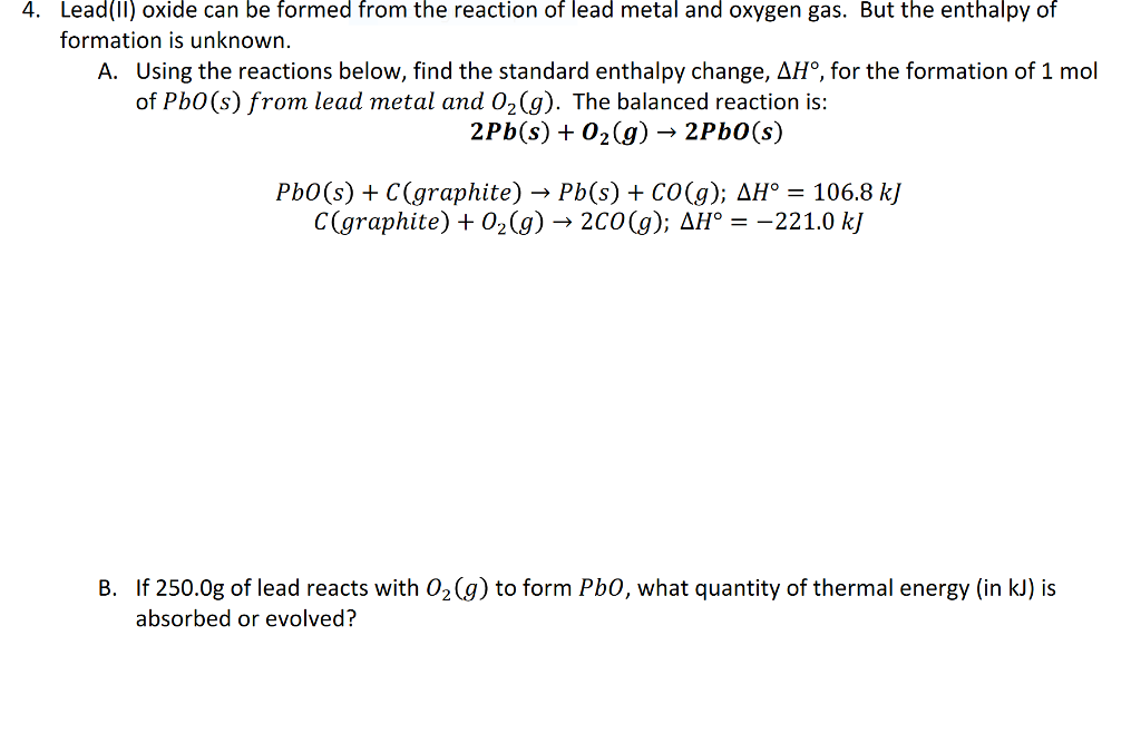 Solved Lead(II) oxide can be formed from the reaction of