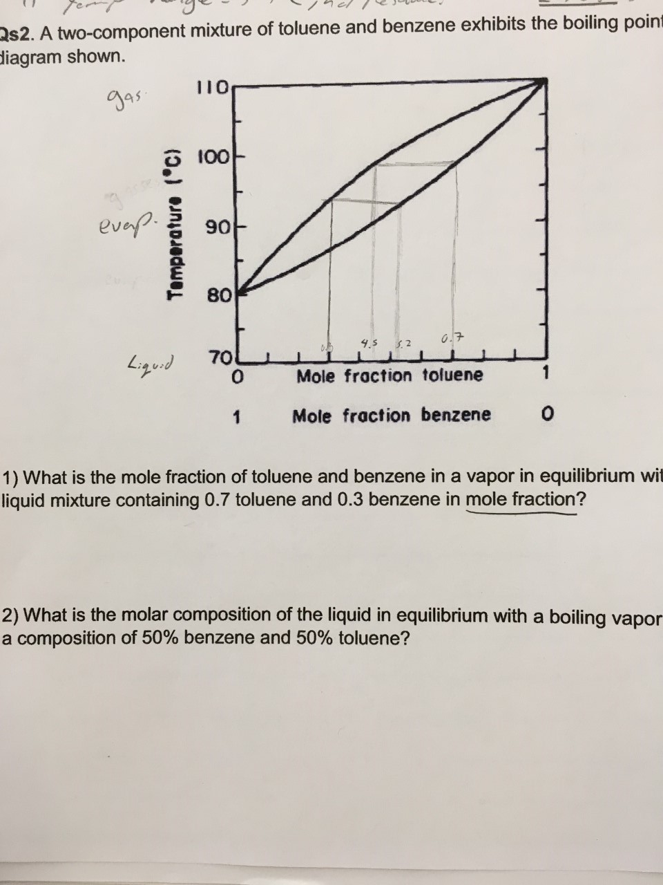 Solved s2. A mixture of toluene and benzene