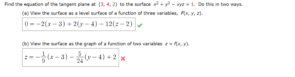 Solved Find the equation of the tangent plane at (3, 4, 2) | Chegg.com