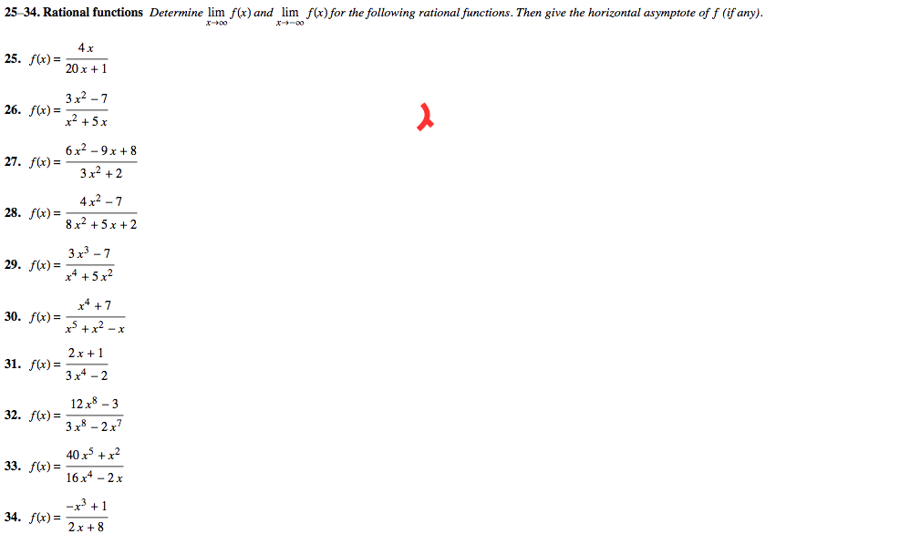 Solved 25 34 Rational Functions Determine Lim X Right Arrow 1689