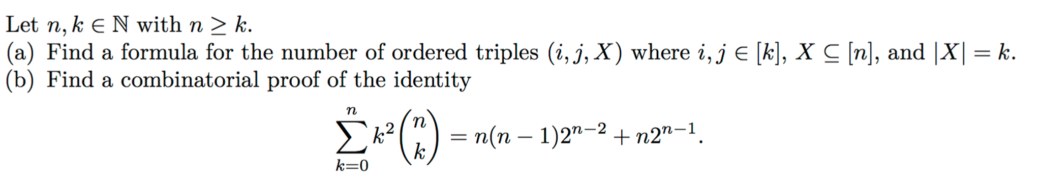 Solved Let n, k belongs to N with n greaterthanorequalto k. | Chegg.com