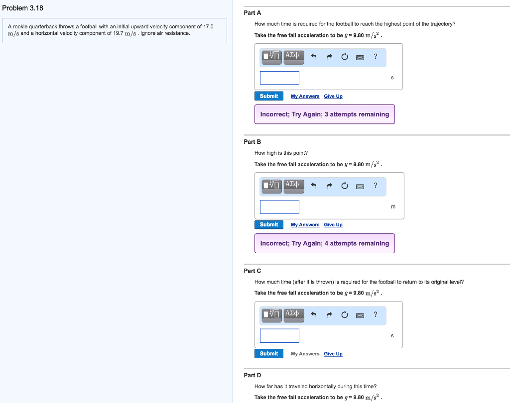 Solved A rookie quarterback throws a football with an