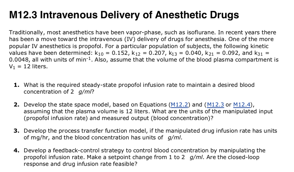 M12.3 Intravenous Delivery of Anesthetic Drugs