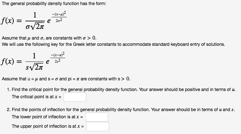 Solved The general probability density function has the | Chegg.com