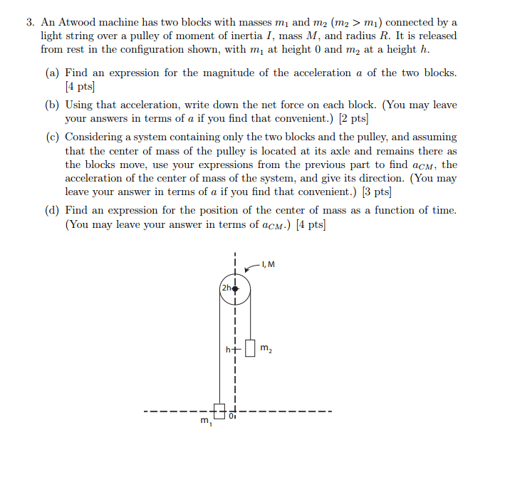 Solved An Atwood Machine Has Two Blocks With Masses M_1 And | Chegg.com