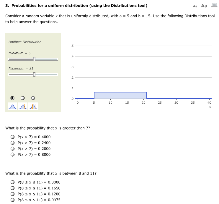 Solved 1. Properties of the uniform distribution Aa A
