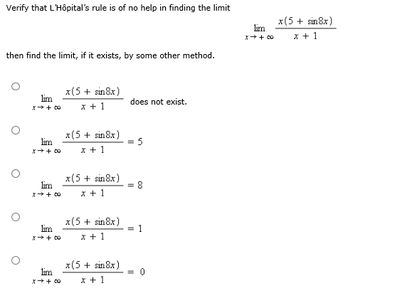 Solved Verify that L'Hopital's rule is of no help in finding | Chegg.com