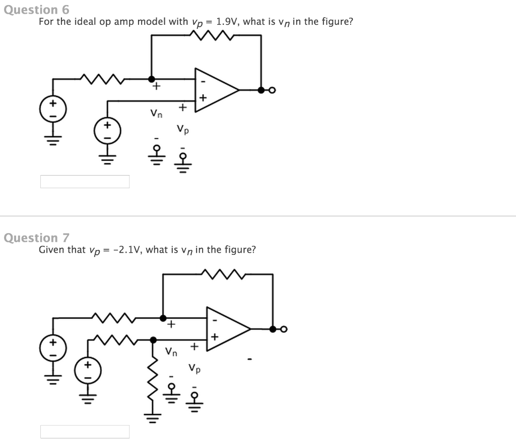 Solved For The Ideal Op Amp Model With V p 1 9V What Is Chegg