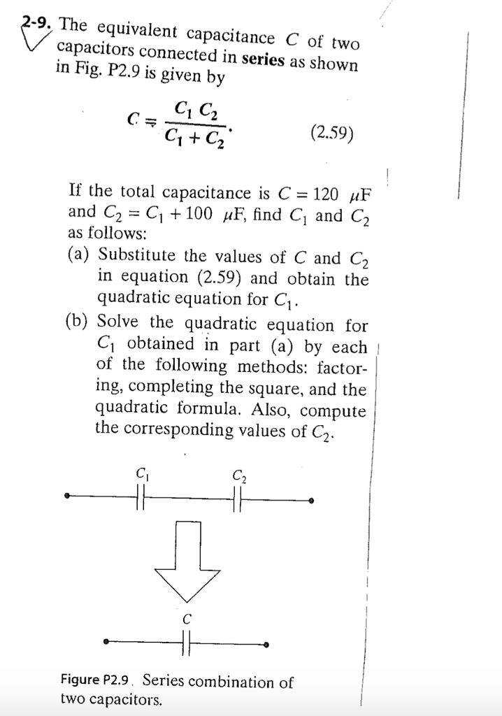 Solved The equivalent capacitance C of two capacitors
