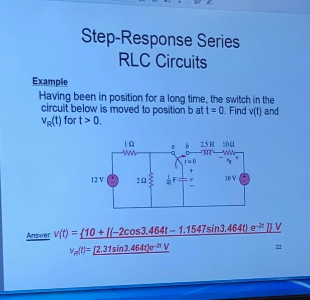 Solved Step-Response Series RLC Circuits Example Having Been | Chegg.com