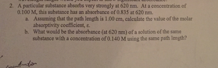 Solved 2. A particular substance absorbs very strongly at | Chegg.com