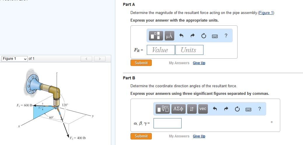 Solved Part A Determine the magnitude of the resultant force | Chegg.com