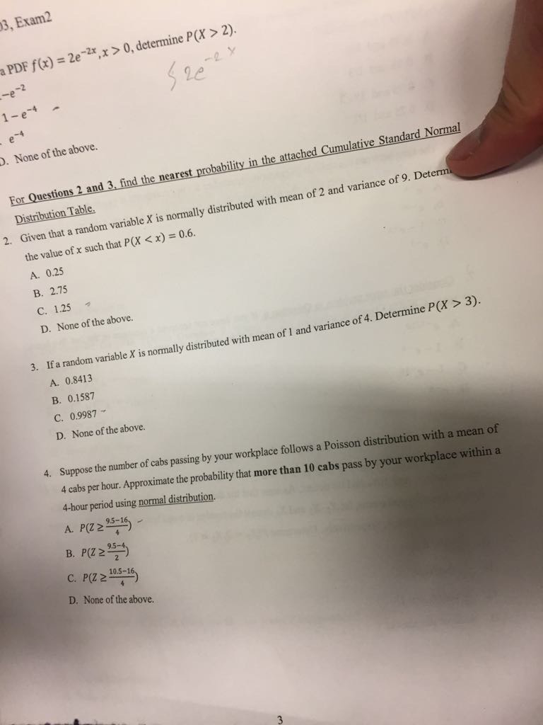 Solved For Questions 2 and 3 find the nearest probability in | Chegg.com
