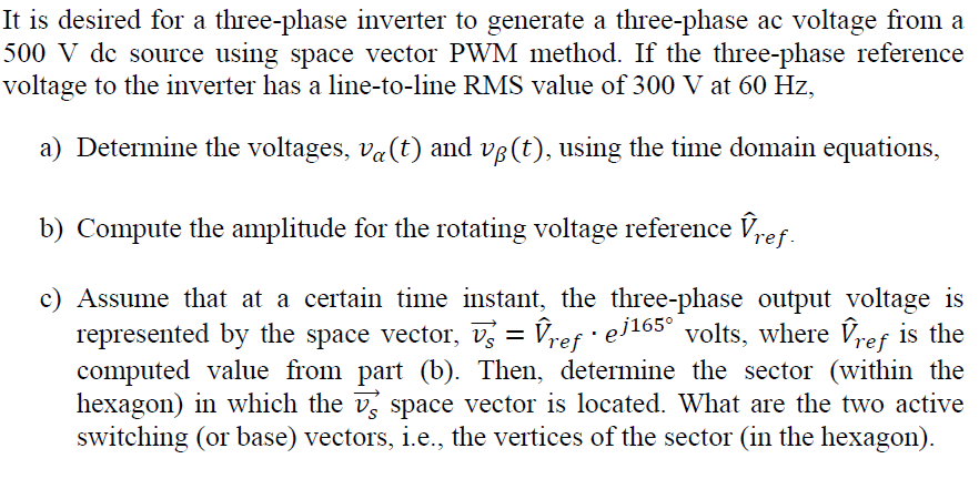 Solved It is desired for a three-phase inverter to generate | Chegg.com