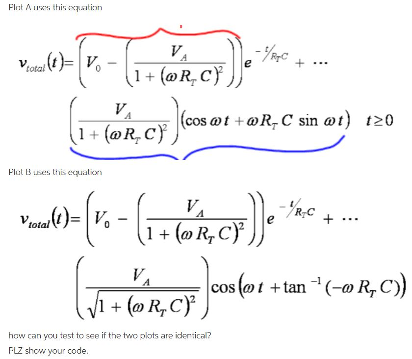 Solved total sinusoidal input to an RC circuit your choice | Chegg.com