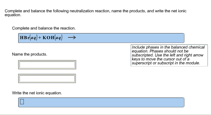 Solved Complete and balance the following neutralization | Chegg.com