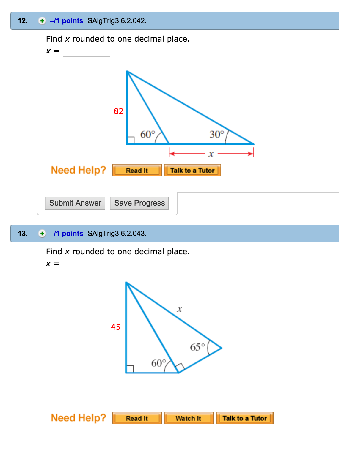 Solved Find x rounded to one decimal place. Find x rounded | Chegg.com