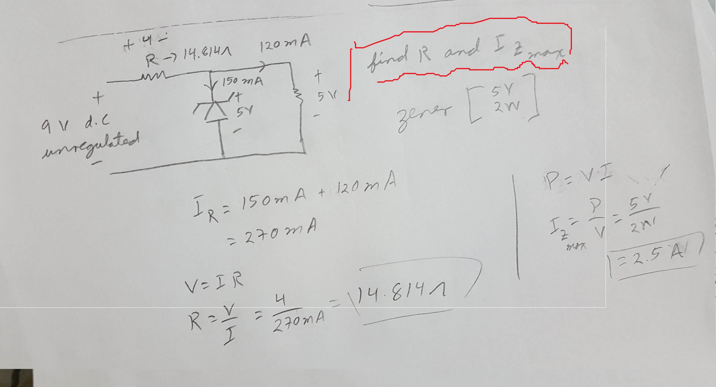 Solved Zener Diode Problems For Circuit Or Electrical | Chegg.com