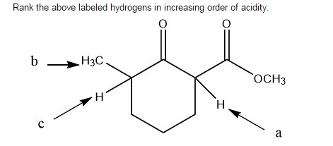 Solved Rank The Above Labeled Hydrogens In Increasing Order 